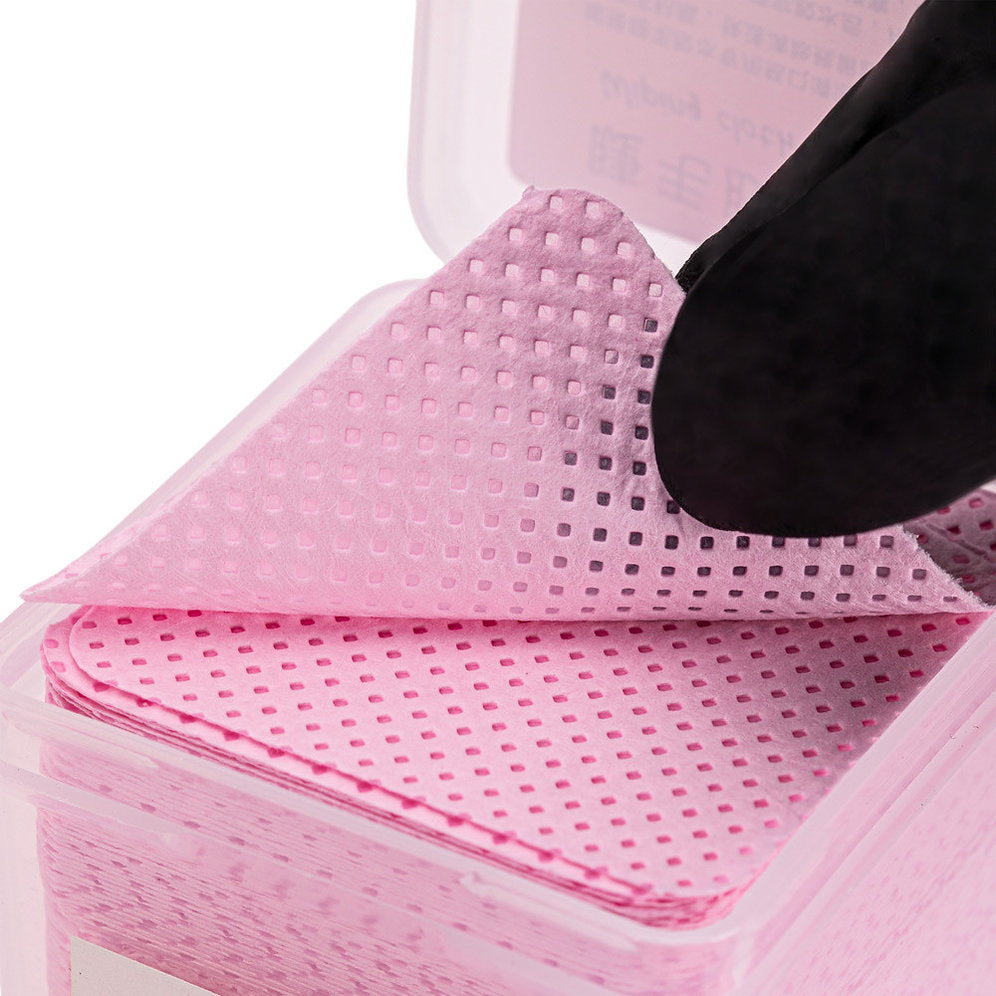 Perforated dust-free nail wipes pink 5x5 cm 200 pcs