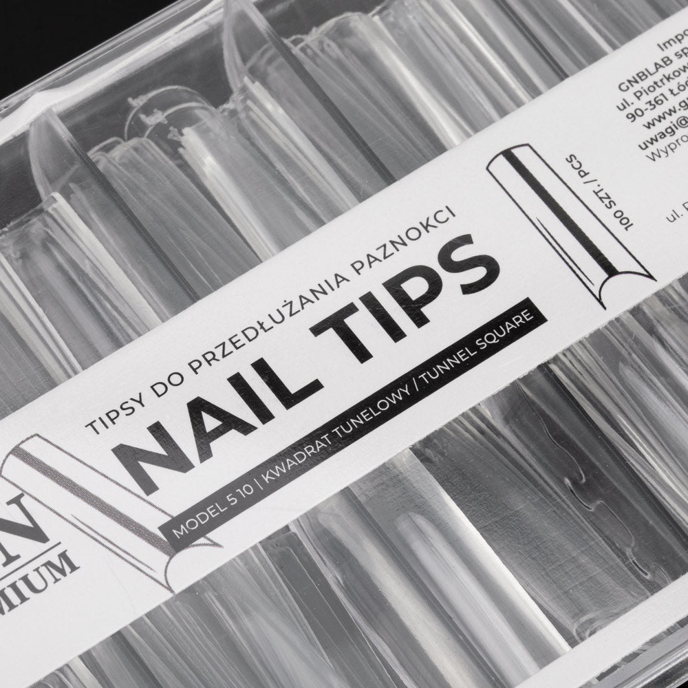 Nail Tips Premium square tunnel tips for quick nail extensions 100 pcs