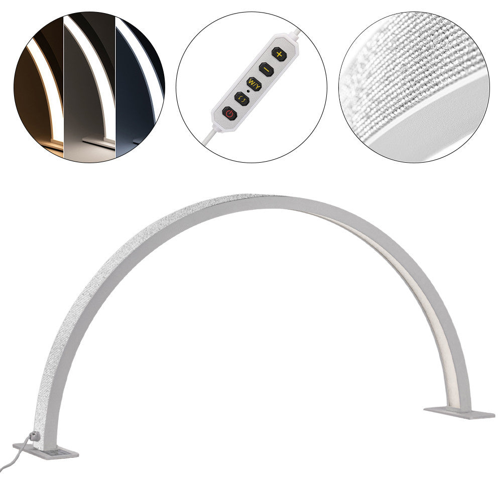 35W LED Arc Shade-Free Desk Beauty Light, White with Rhinestones Large