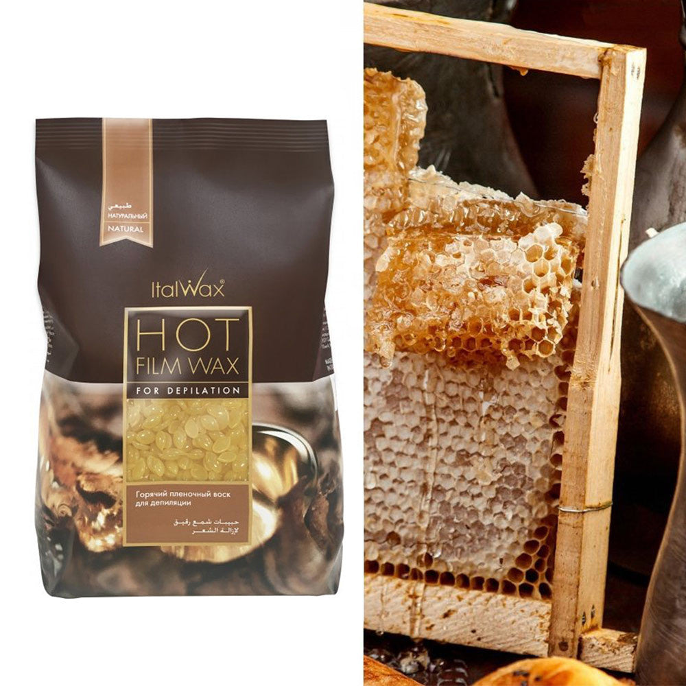 ItalWax Natural Film Wax, a low-temperature hard wax in drops for strip-free hair removal, 500 g