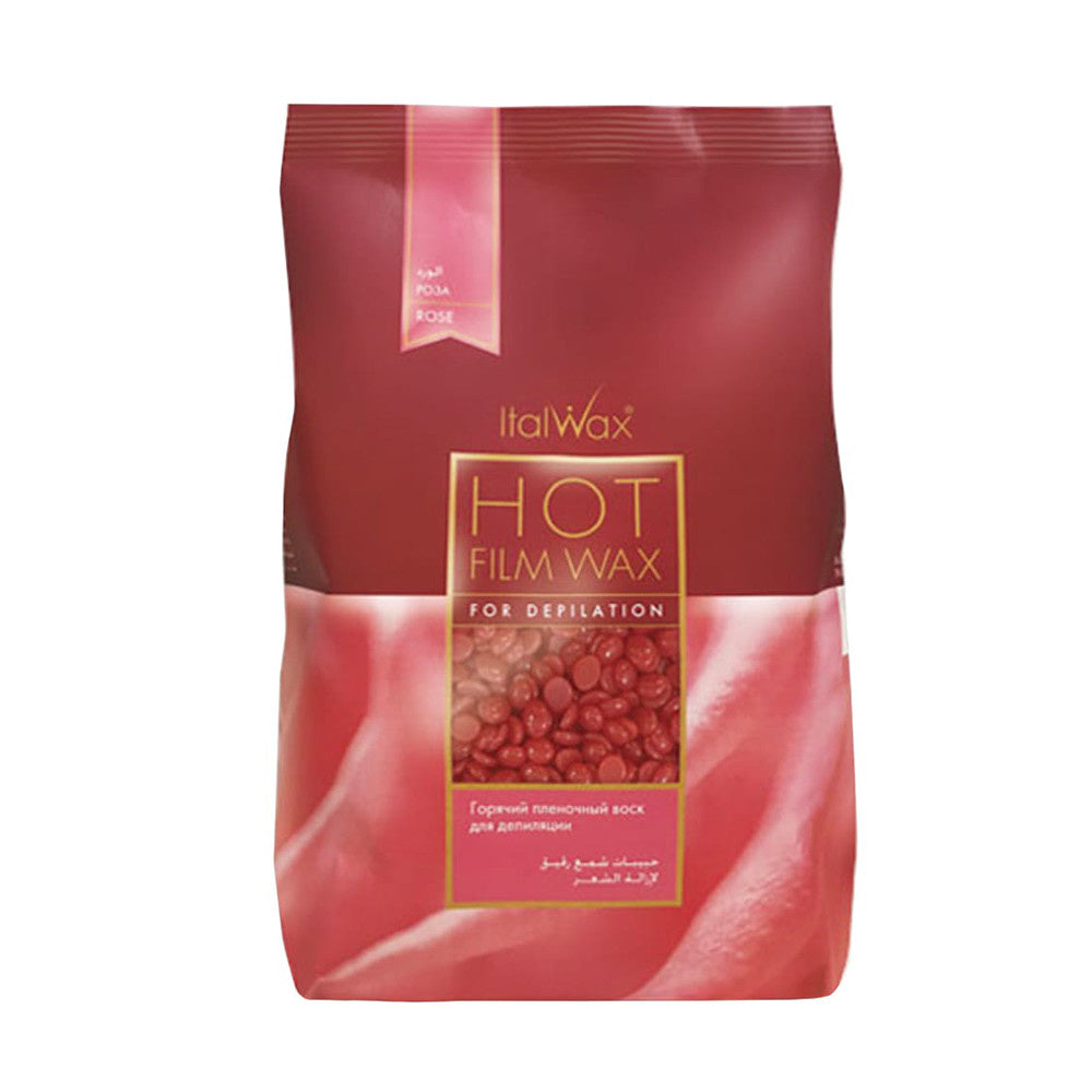 ItalWax Rose Film Wax, 500 g—Low-Temperature Hard Wax Beads for Strip-Free Hair Removal