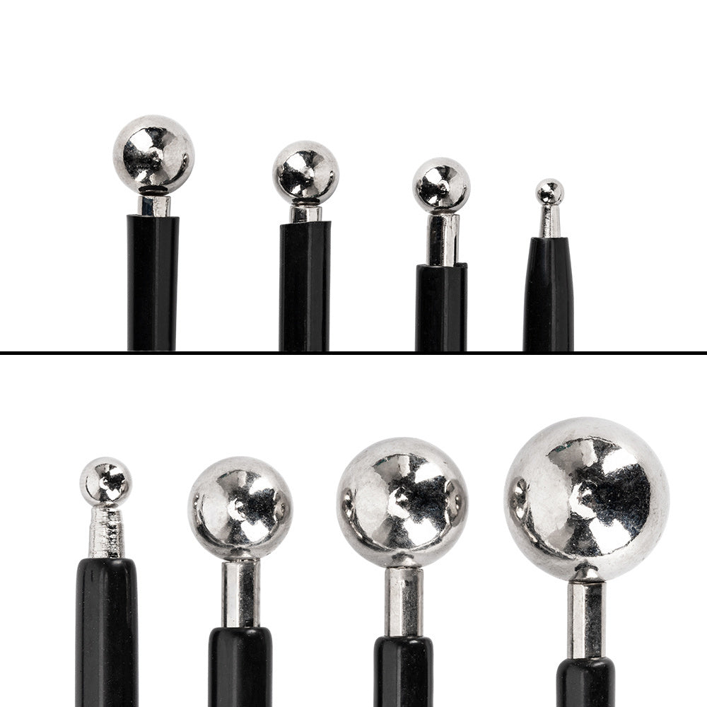 Set of probe + silicone applicator for rubbing in powder and decorating nails NTN Premium black 9 pcs