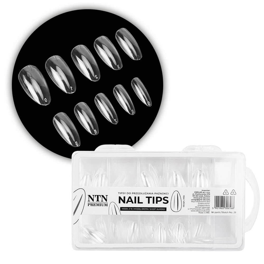 Nail Tips Premium Short Almond tips for quick nail extensions 100 pcs