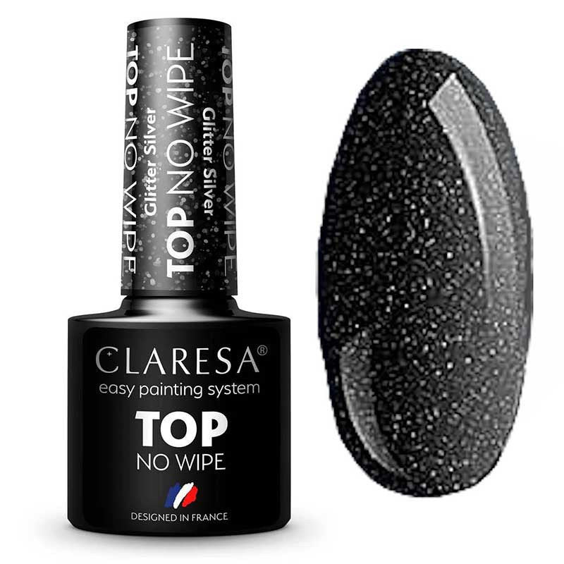 CLARESA TOP NO WIPE 5 ml Glitter Silver