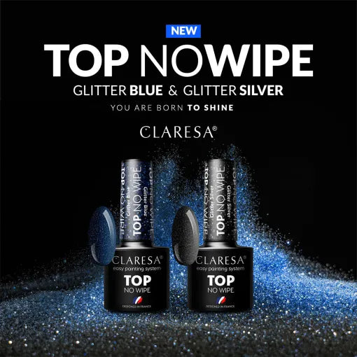 CLARESA TOP NO WIPE 5 ml Glitter Silver