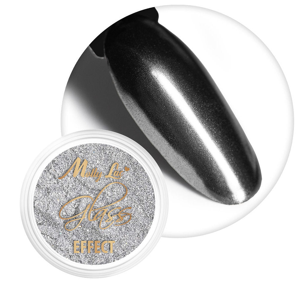 Mirror effect nail art dust MollyLac Glass Effect Silver No. 2