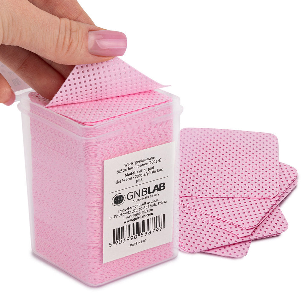 Perforated dust-free nail wipes pink 5x5 cm 200 pcs