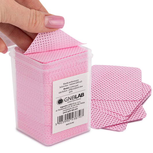 Perforated dust-free nail wipes pink 5x5 cm 200 pcs