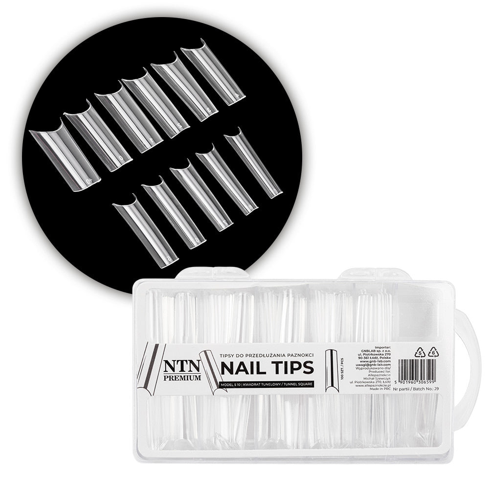 Nail Tips Premium square tunnel tips for quick nail extensions 100 pcs